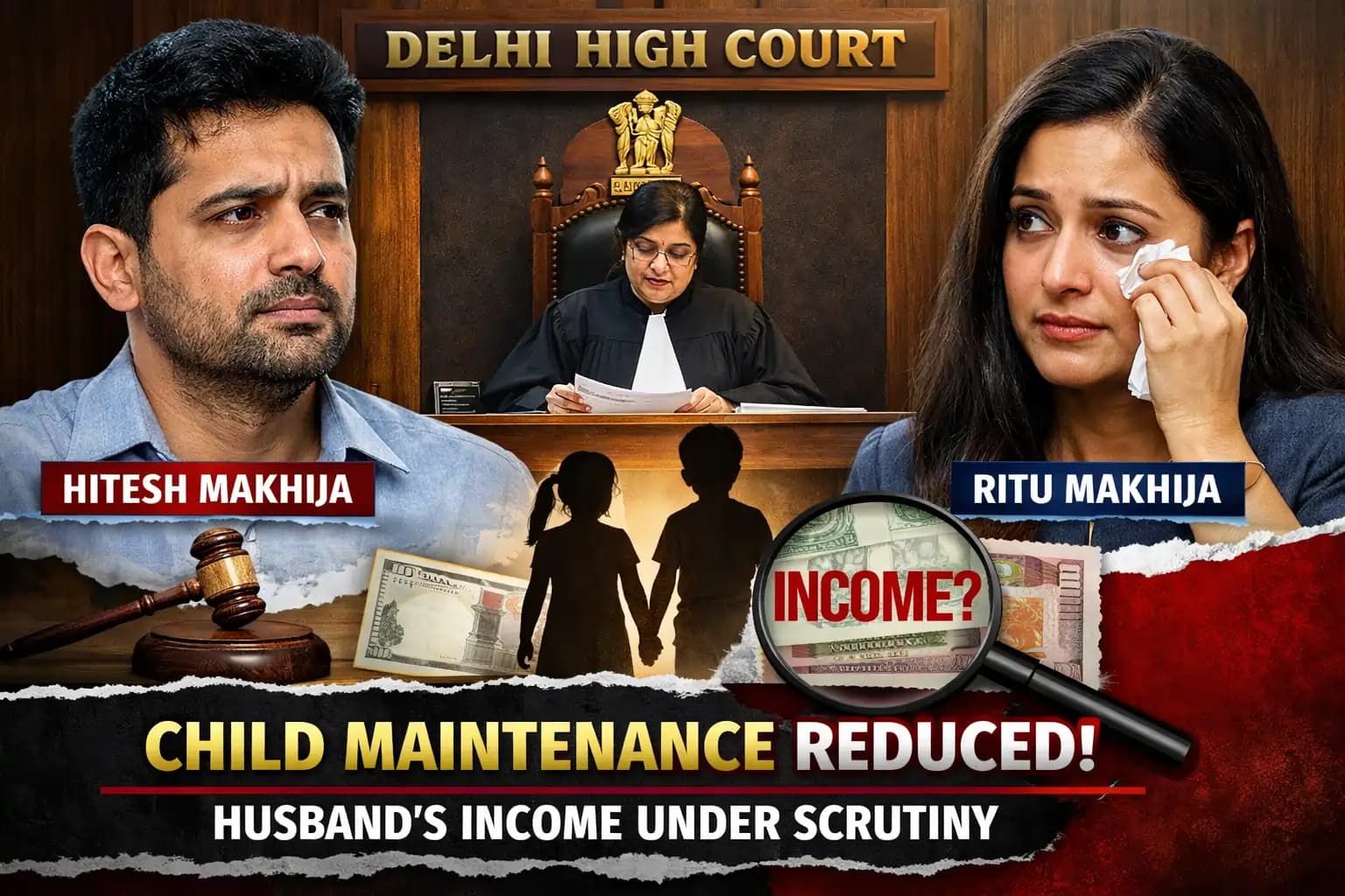 दिल्ली हाईकोर्ट में आय के दावों पर सवाल: तीन बच्चों के भरण-पोषण पर बड़ा मोड़, अंतरिम रकम घटाई गई